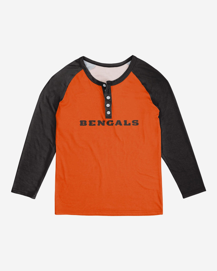Cincinnati Bengals Womens Big Wordmark Long Sleeve Henley FOCO - FOCO.com