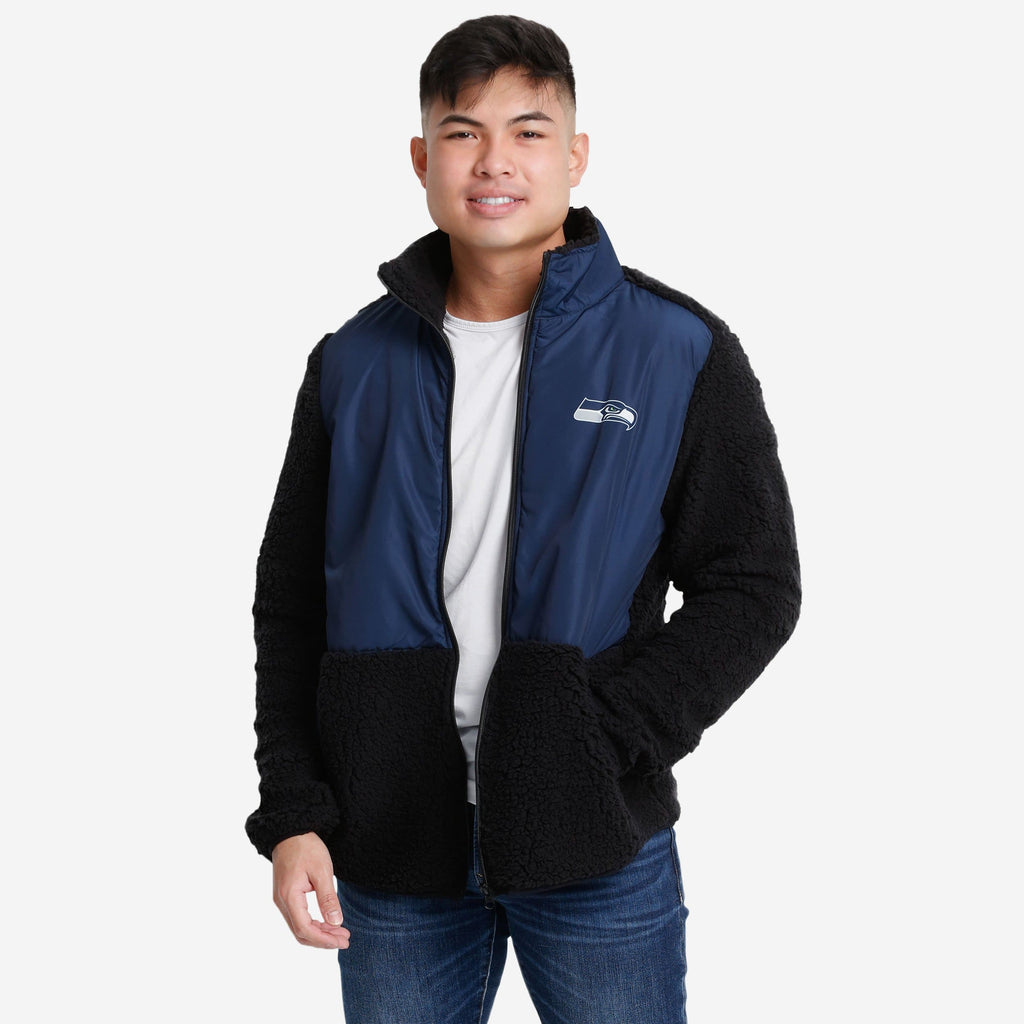 Seattle Seahawks Sherpa Soft Zip Up Jacket FOCO S - FOCO.com