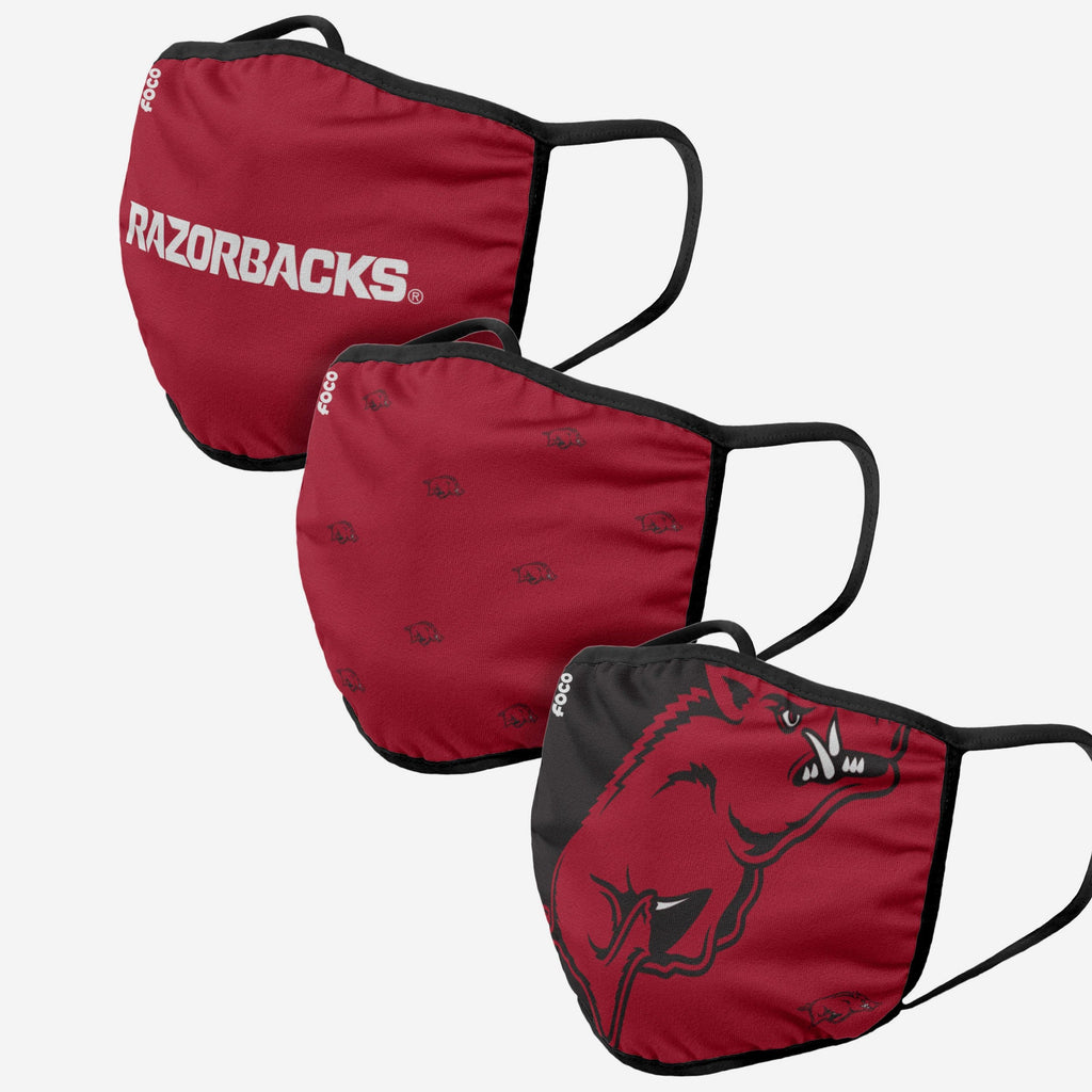 Arkansas Razorbacks 3 Pack Face Cover FOCO - FOCO.com