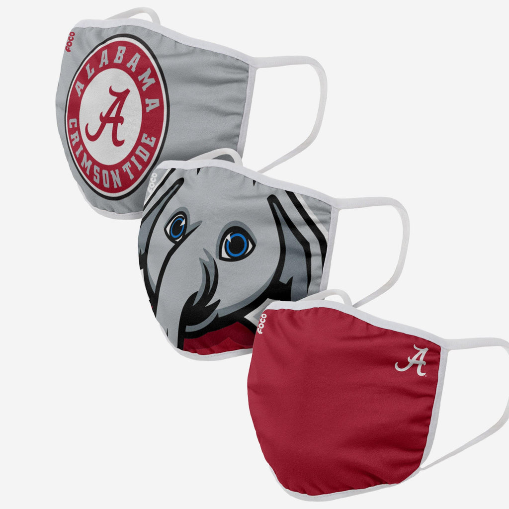 Alabama Crimson Tide Big Al Mascot 3 Pack Face Cover FOCO - FOCO.com