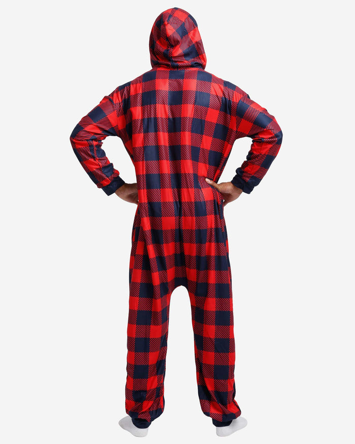 New England Patriots Plaid One Piece Pajamas FOCO - FOCO.com