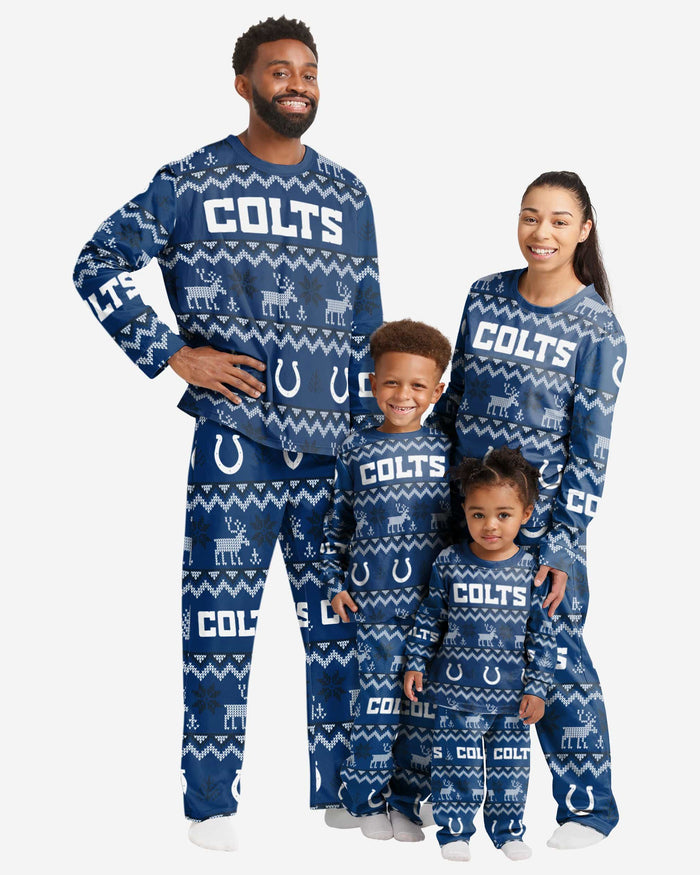 Indianapolis Colts Womens Ugly Pattern Family Holiday Pajamas FOCO - FOCO.com