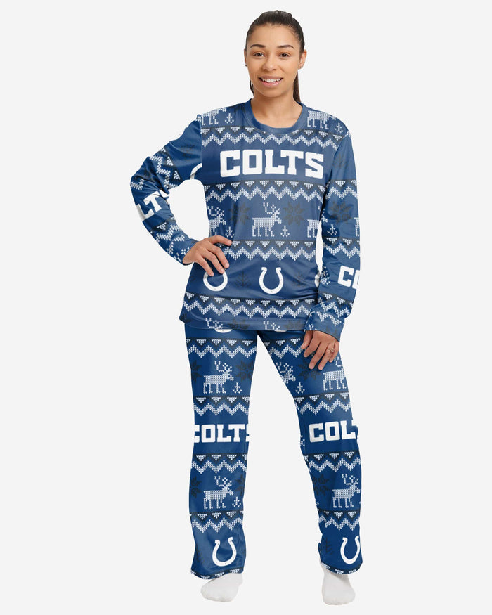 Indianapolis Colts Womens Ugly Pattern Family Holiday Pajamas FOCO S - FOCO.com