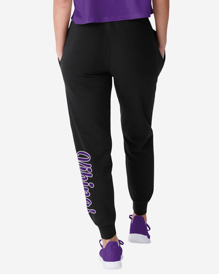 Minnesota Vikings Womens Script Wordmark Black Joggers FOCO - FOCO.com