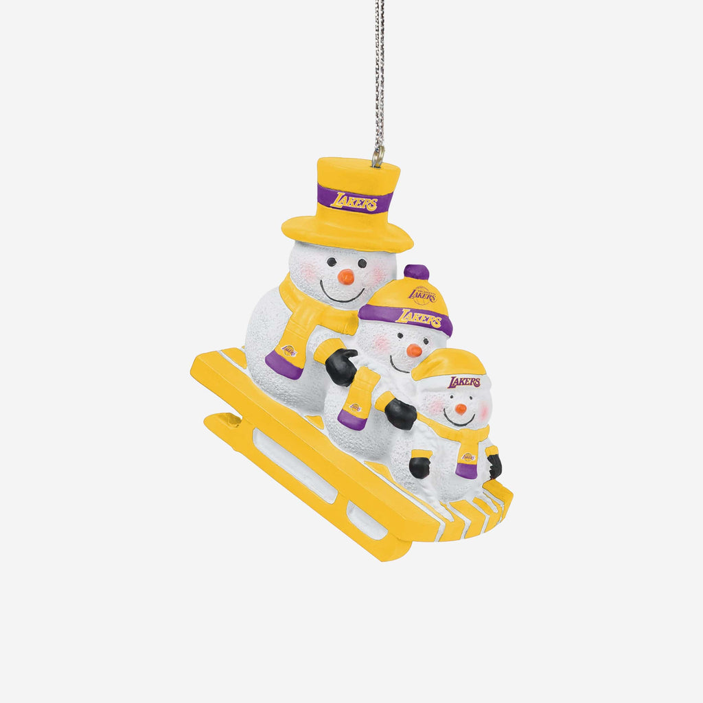 Los Angeles Lakers Sledding Snowmen Ornament FOCO - FOCO.com