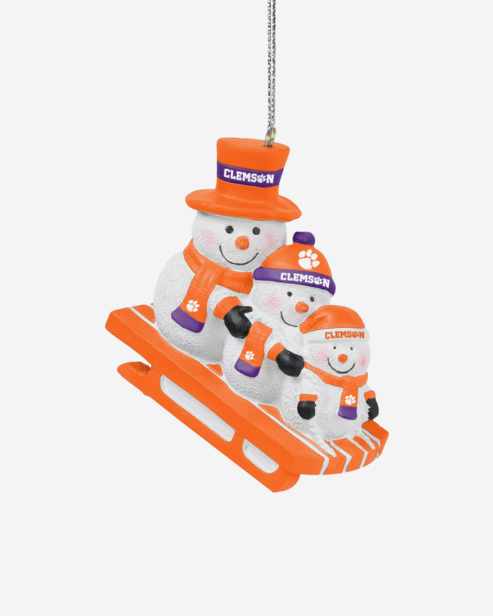 Clemson Tigers Sledding Snowmen Ornament FOCO - FOCO.com