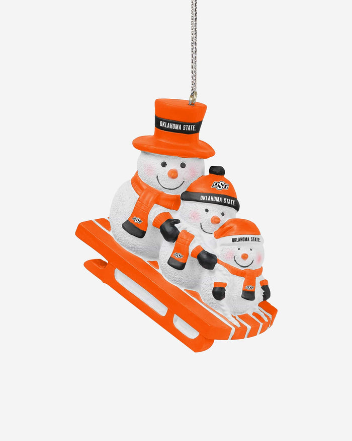 Oklahoma State Cowboys Sledding Snowmen Ornament FOCO - FOCO.com