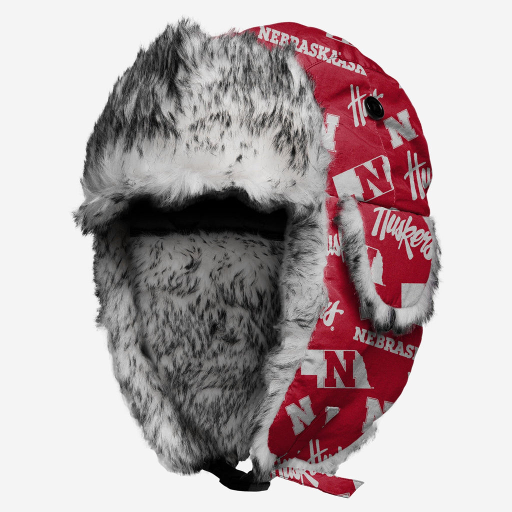 Nebraska Cornhuskers NCAA Repeat Print Trapper Hat FOCO - FOCO.com