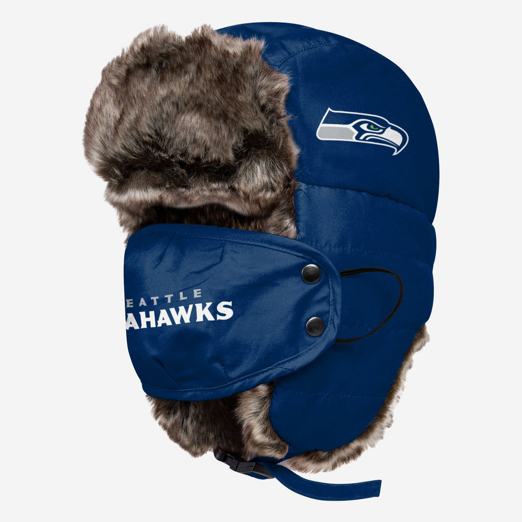 Seattle Seahawks Big Logo Trapper Hat With Face Cover FOCO - FOCO.com