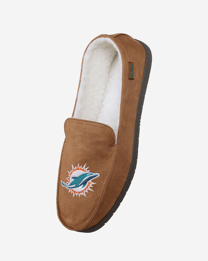 Miami Dolphins Beige Moccasin Slipper FOCO - FOCO.com
