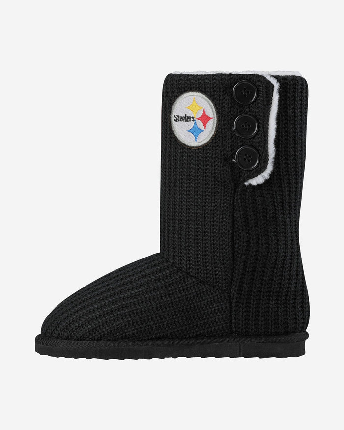 Pittsburgh Steelers Knit High End Button Boot Slipper FOCO S - FOCO.com