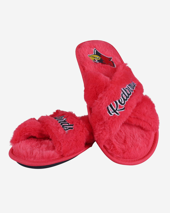 Illinois State Redbirds Womens Script Wordmark Fur Cross Slide FOCO - FOCO.com
