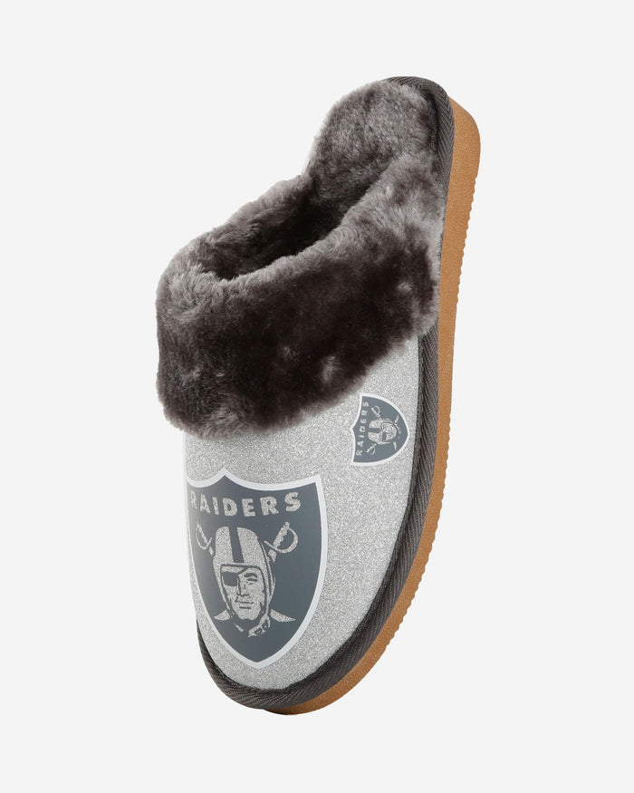 Las Vegas Raiders Womens Glitter Open Back Fur Moccasin Slipper FOCO - FOCO.com