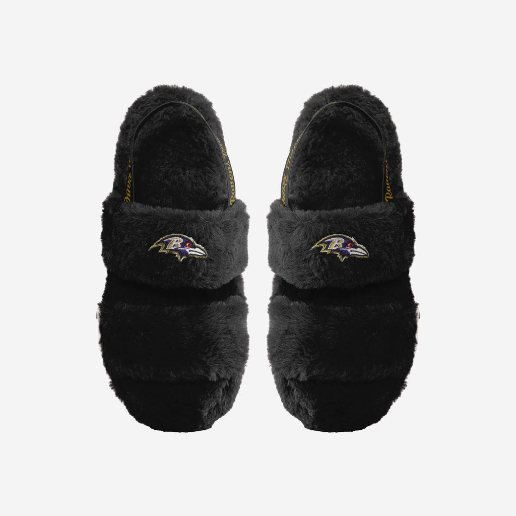 Baltimore Ravens Womens Heel Strap Wordmark Fur Slide FOCO S - FOCO.com