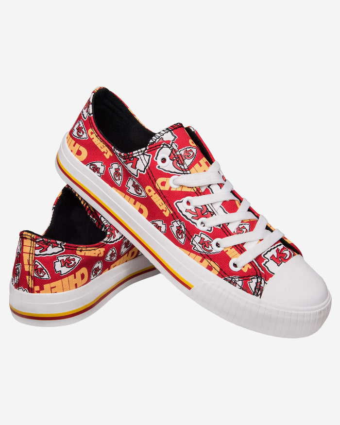 Kansas City Chiefs Womens Low Top Repeat Print Canvas Shoe FOCO - FOCO.com