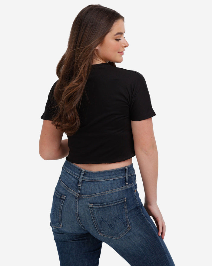 New England Patriots Womens Petite Distressed Wordmark Crop Top FOCO - FOCO.com