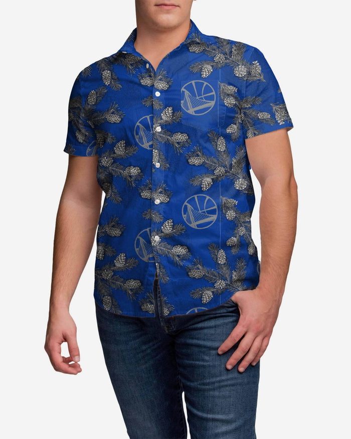 Golden State Warriors Pinecone Button Up Shirt FOCO S - FOCO.com