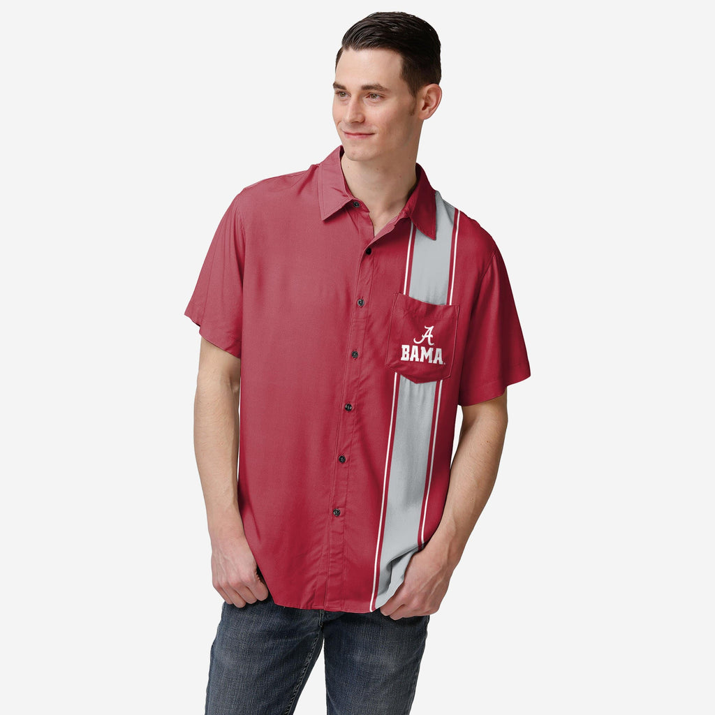 Alabama Crimson Tide Bowling Stripe Button Up Shirt FOCO S - FOCO.com