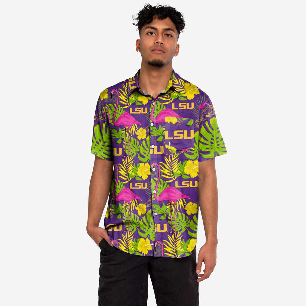 LSU Tigers Highlights Button Up Shirt FOCO S - FOCO.com