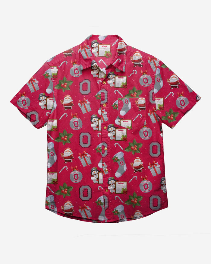 Ohio State Buckeyes Christmas Explosion Button Up Shirt FOCO - FOCO.com