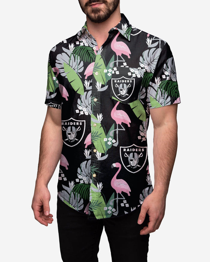 Las Vegas Raiders Floral Button Up Shirt FOCO S - FOCO.com
