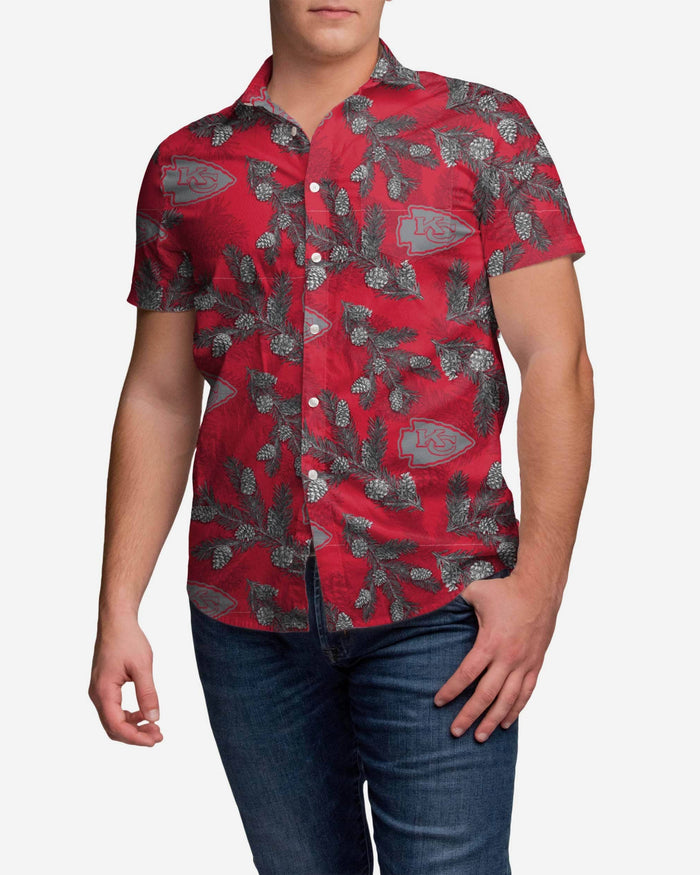 Kansas City Chiefs Pinecone Button Up Shirt FOCO S - FOCO.com