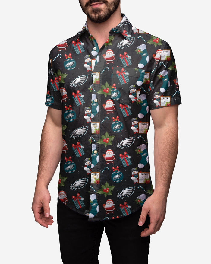 Philadelphia Eagles Christmas Explosion Button Up Shirt FOCO M - FOCO.com