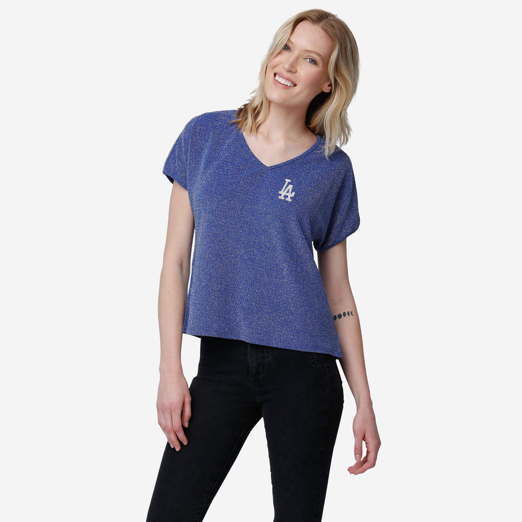 Los Angeles Dodgers Womens Gametime Glitter V-Neck T-Shirt FOCO S - FOCO.com