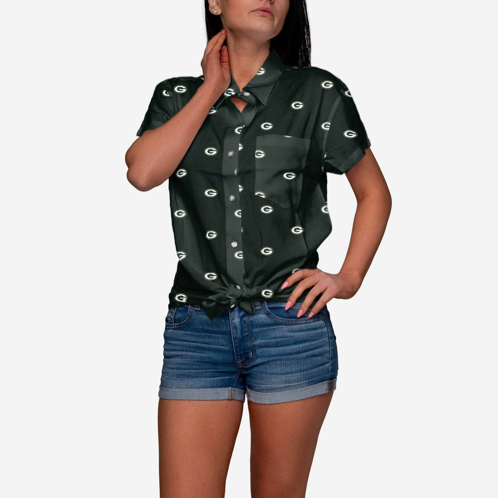 Green Bay Packers Logo Blast Womens Button Up Shirt FOCO S - FOCO.com