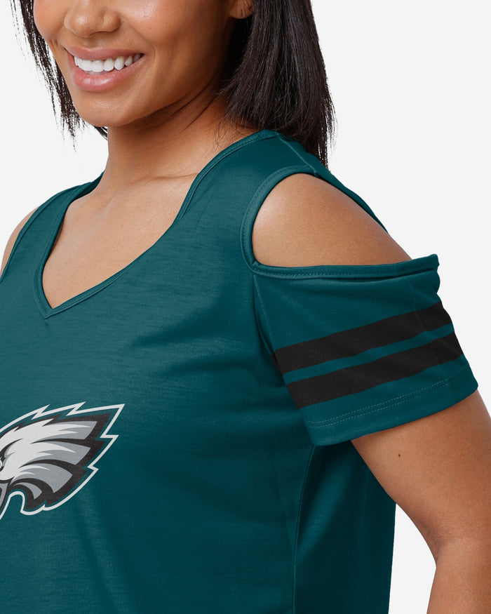 Philadelphia Eagles Womens Cold Shoulder T-Shirt FOCO - FOCO.com
