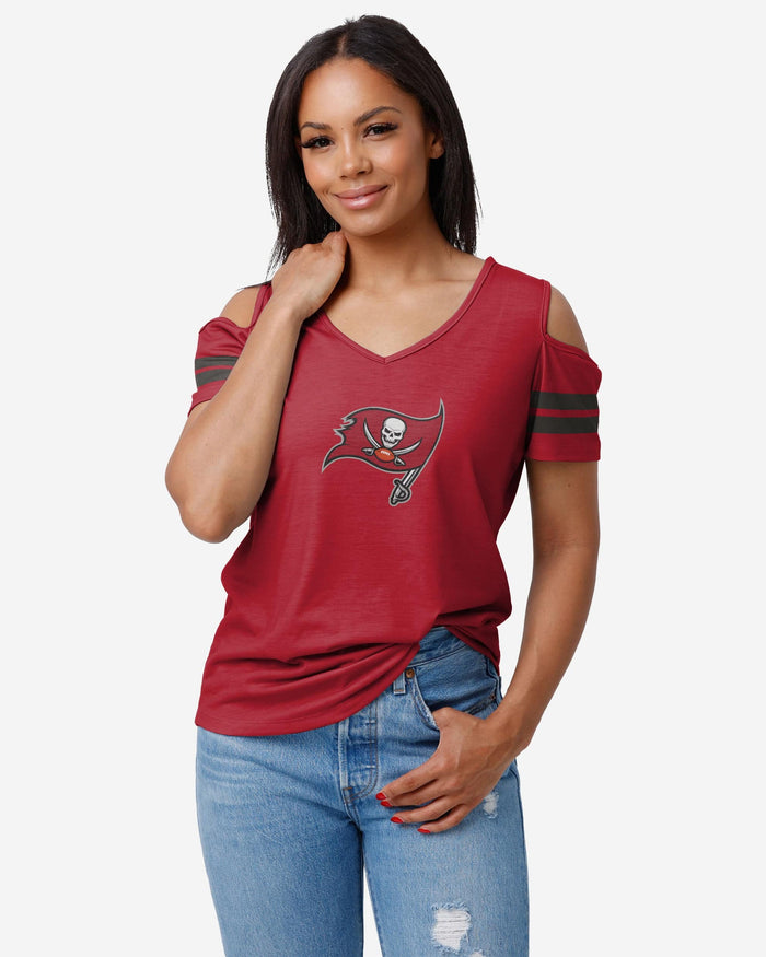 Tampa Bay Buccaneers Womens Cold Shoulder T-Shirt FOCO S - FOCO.com