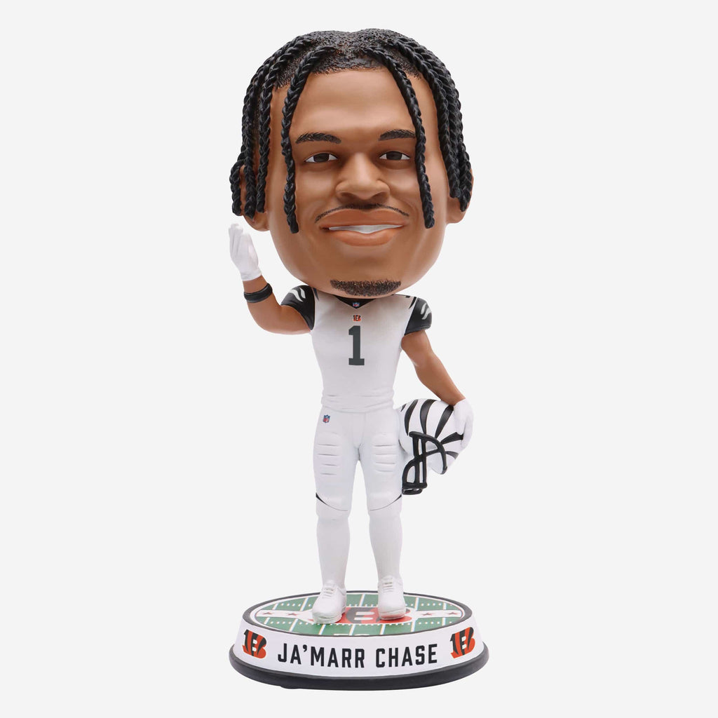 Ja'Marr Chase Cincinnati Bengals White Tiger Stripe Uniform Field Stripe Bighead Bobblehead FOCO - FOCO.com