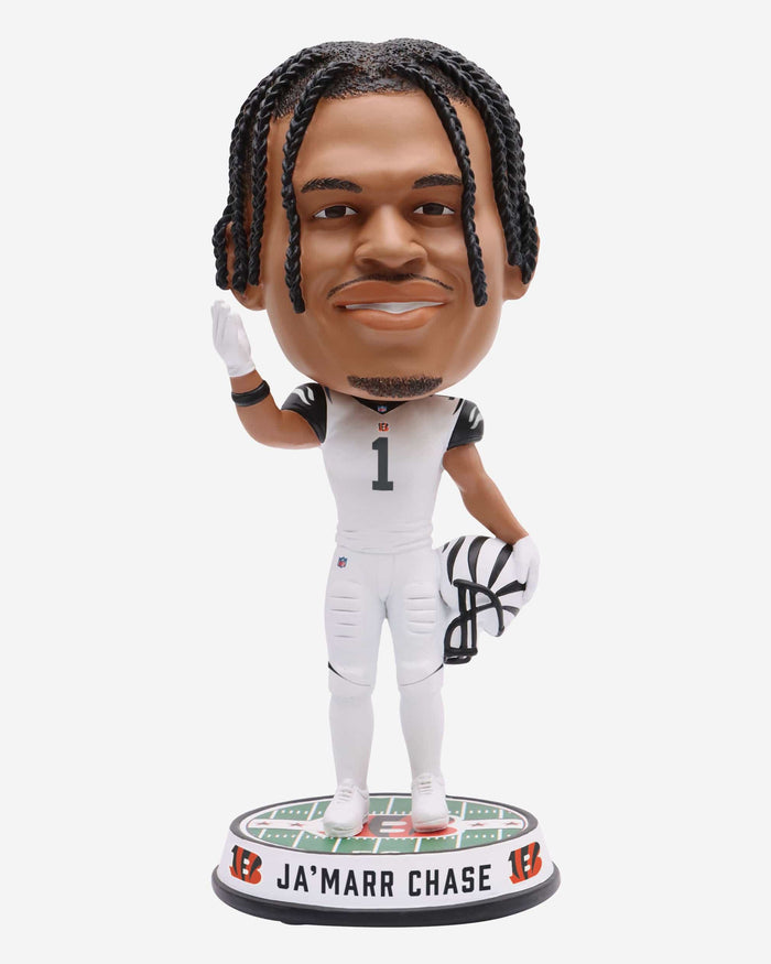 Ja'Marr Chase Cincinnati Bengals White Tiger Stripe Uniform Field Stripe Bighead Bobblehead FOCO - FOCO.com