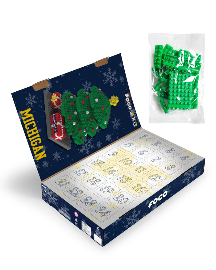 Michigan Wolverines BRXLZ Tree Advent Calendar FOCO - FOCO.com