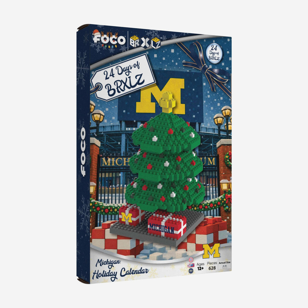 Michigan Wolverines BRXLZ Tree Advent Calendar FOCO - FOCO.com