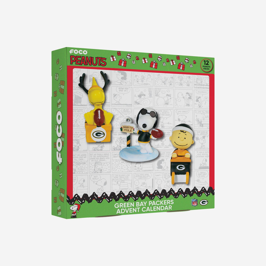 Green Bay Packers Peanuts Bobblehead Advent Calendar FOCO - FOCO.com