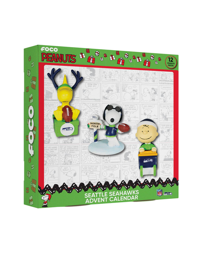 Seattle Seahawks Peanuts Bobblehead Advent Calendar FOCO - FOCO.com