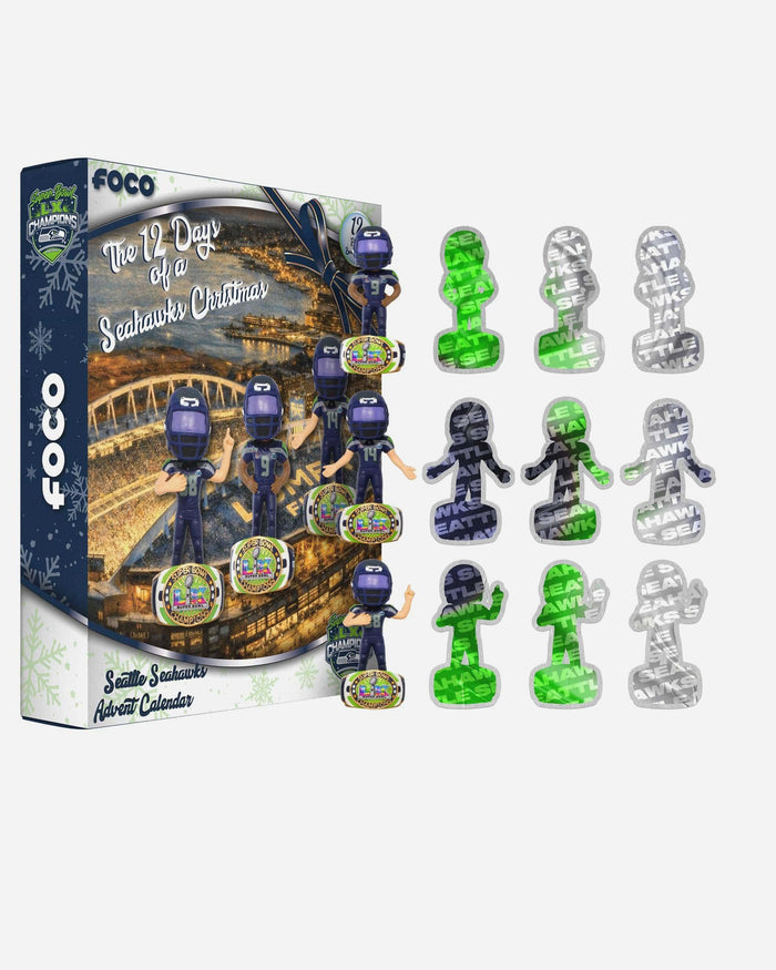 Seattle Seahawks Super Bowl LX Champions Advent Calendar Bobblehead FOCO - FOCO.com
