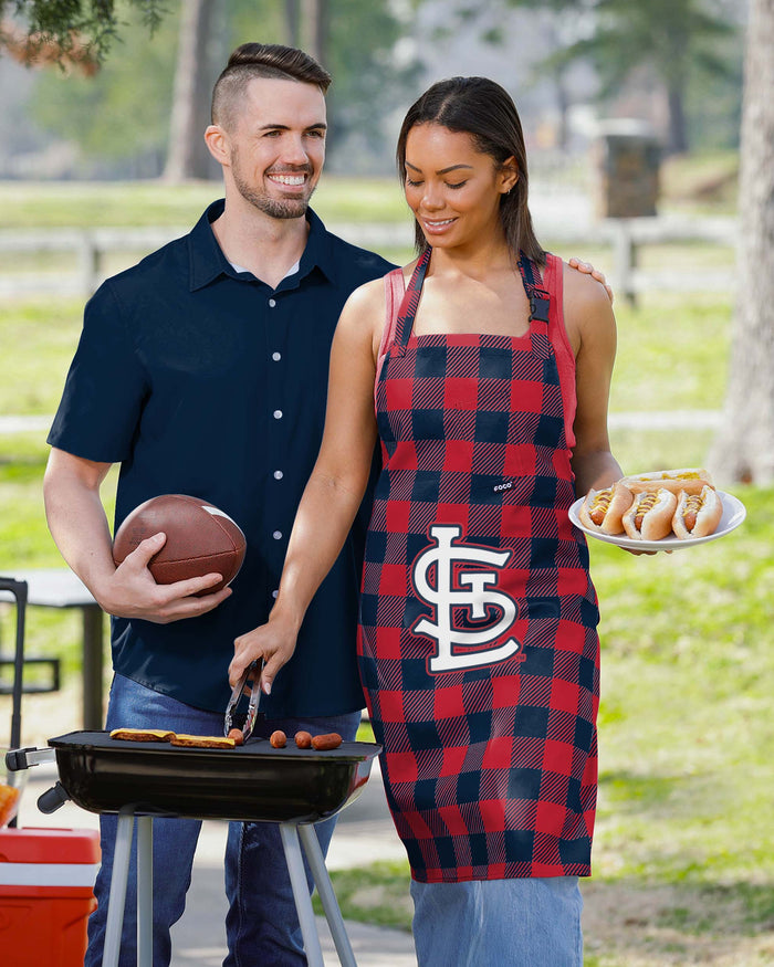 St Louis Cardinals Plaid Apron FOCO - FOCO.com