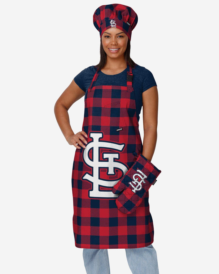 St Louis Cardinals Plaid Apron FOCO - FOCO.com