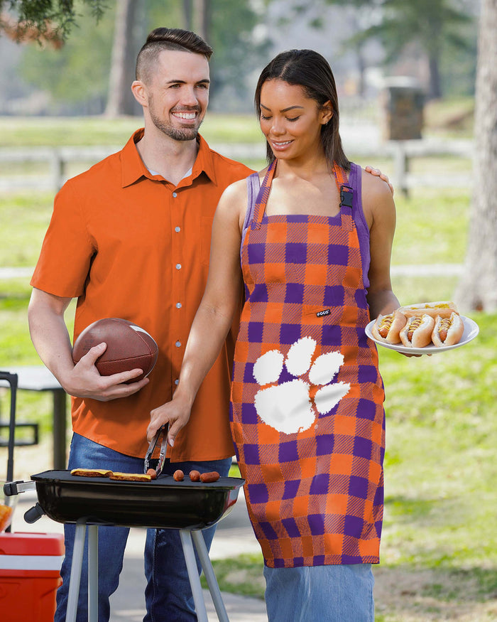 Clemson Tigers Plaid Apron FOCO - FOCO.com