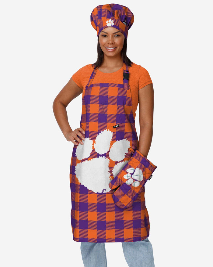 Clemson Tigers Plaid Apron FOCO - FOCO.com