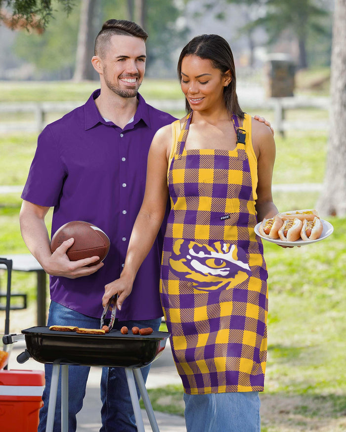 LSU Tigers Plaid Apron FOCO - FOCO.com