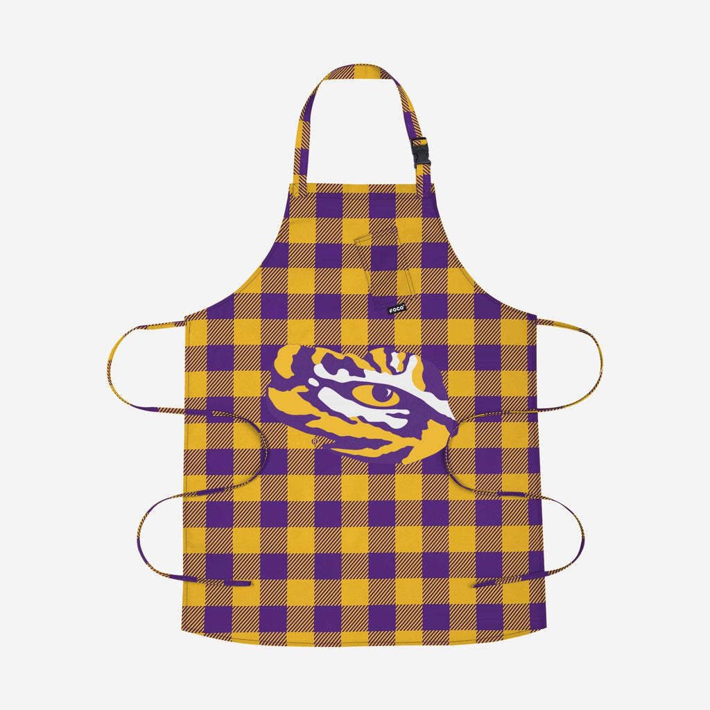 LSU Tigers Plaid Apron FOCO - FOCO.com