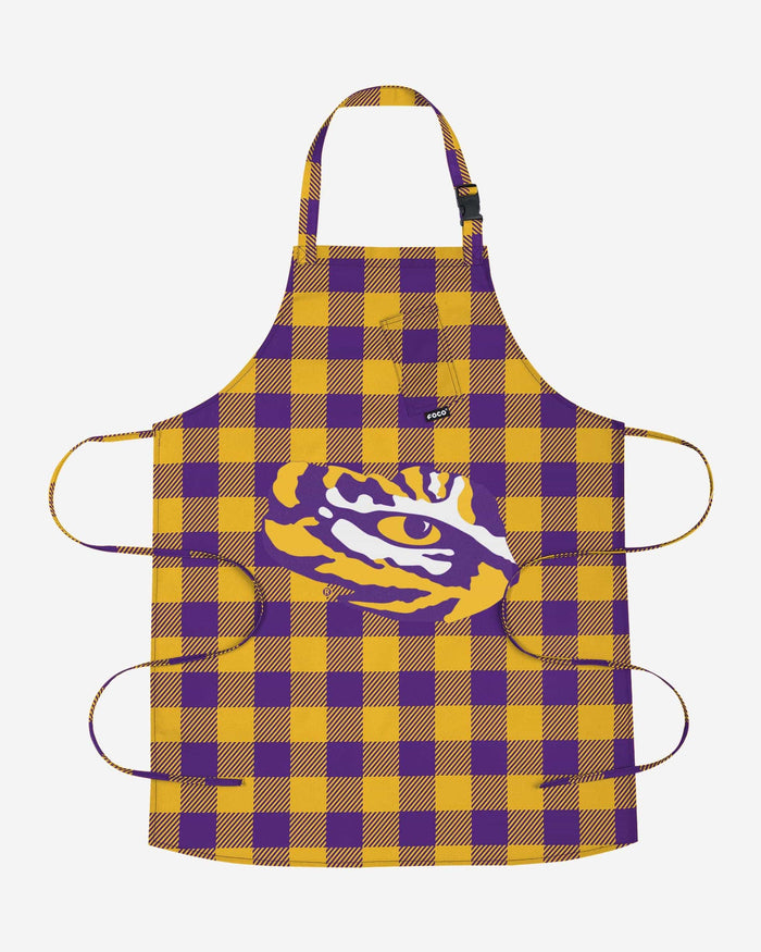 LSU Tigers Plaid Apron FOCO - FOCO.com