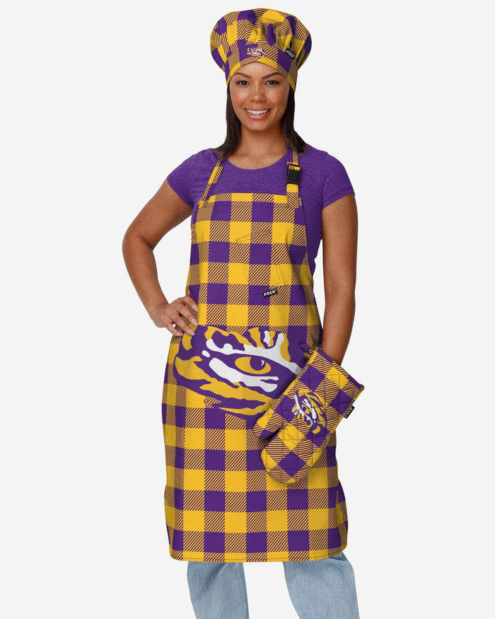 LSU Tigers Plaid Apron FOCO - FOCO.com