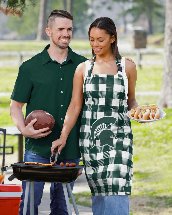 Michigan State Spartans Plaid Apron FOCO - FOCO.com