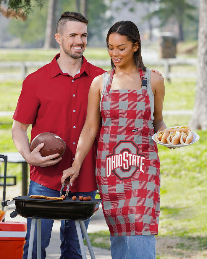 Ohio State Buckeyes Plaid Apron FOCO - FOCO.com