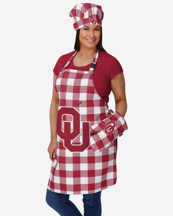 Oklahoma Sooners Plaid Apron FOCO - FOCO.com