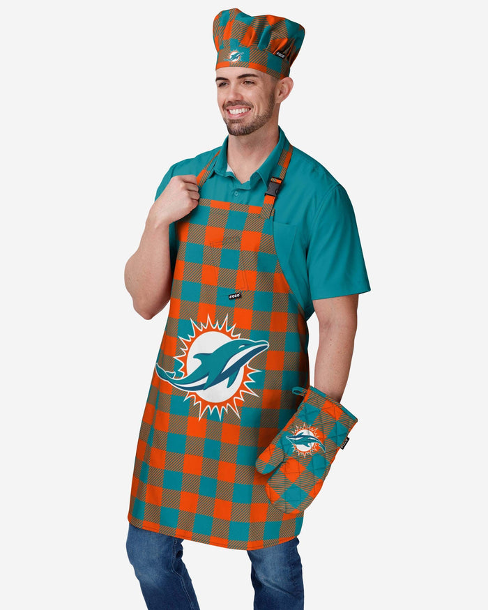 Miami Dolphins Plaid Apron FOCO - FOCO.com